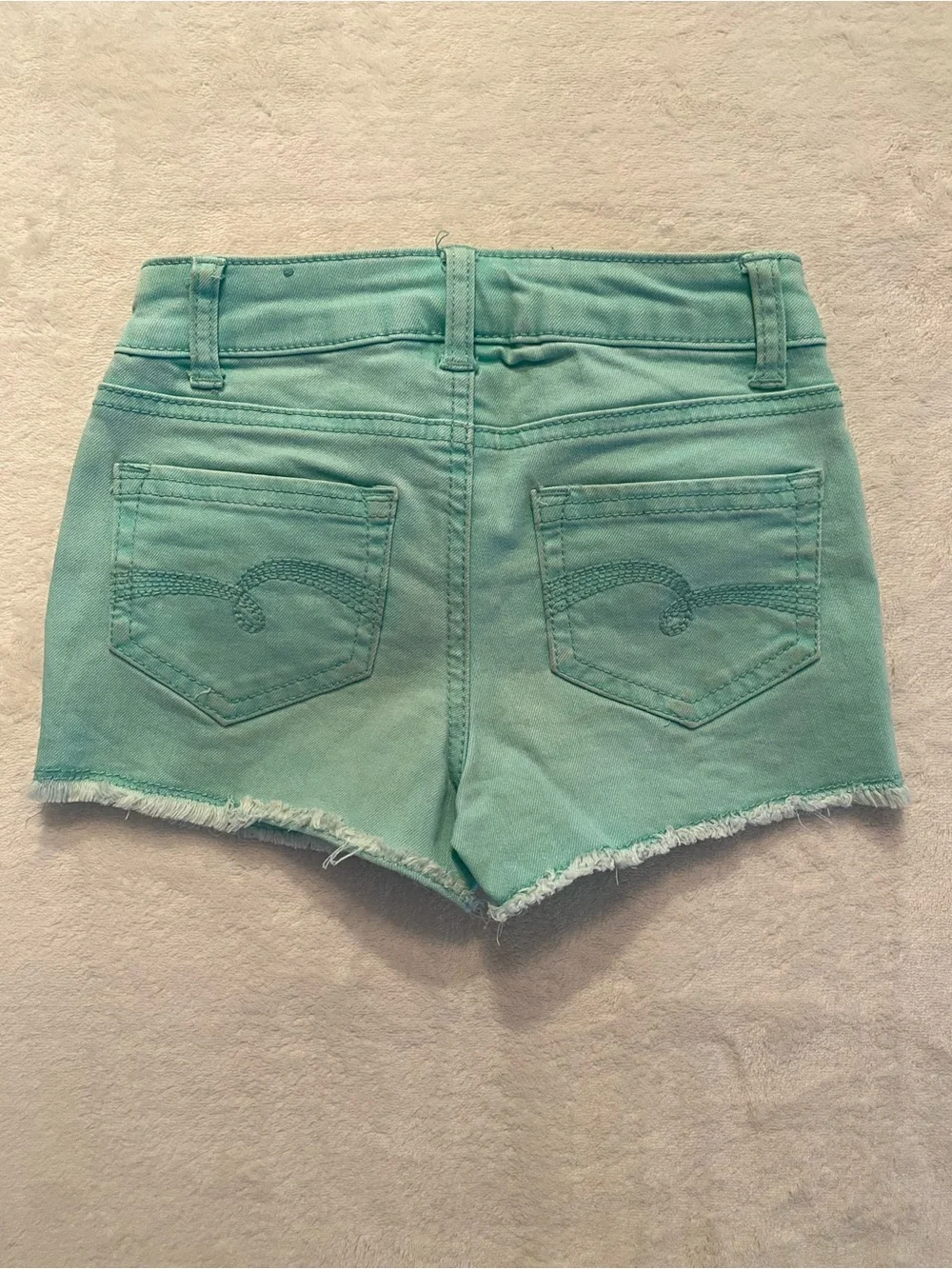 Justice Girls' Denim Shorts Teal Cut off Size 8 Slim